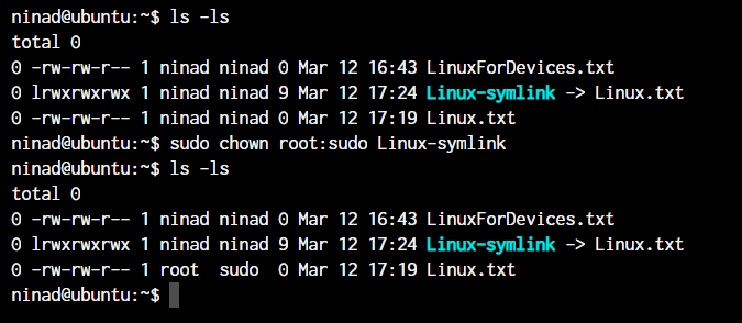 Chown With Symbolic Links