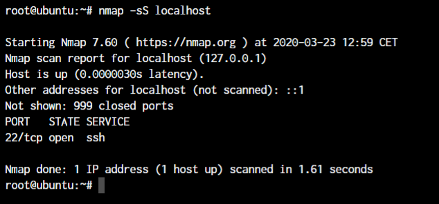 Nmap command in Linux Syn Scan