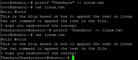 Append The Text Using Printf Step 5