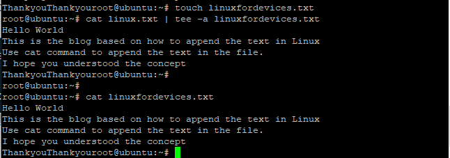 Append The Text Using Tee Command Step 6