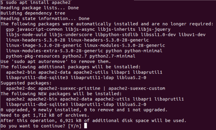 Apt to install Apache web server on ubuntu