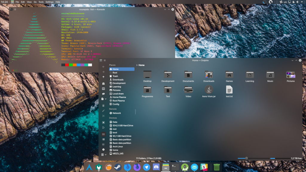 The KDE Desktop Environment on Arch Linux