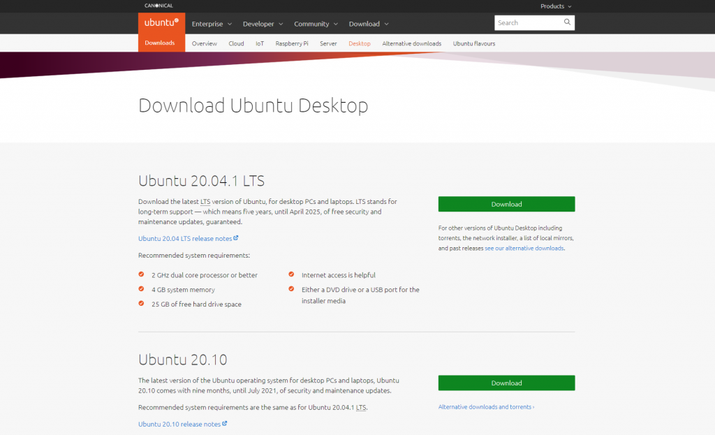 Ubuntu Download Page