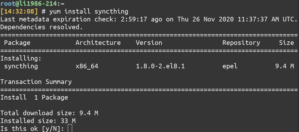 Yum Install Syncthing 1