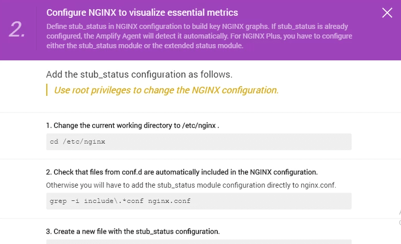 Configure Nginx Amplify Tutorial Screen 2