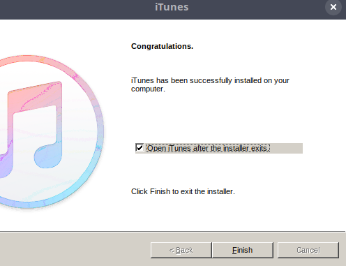 ITunes Installation Finished