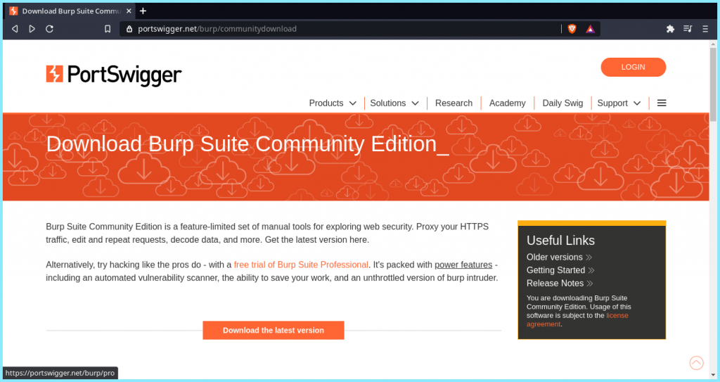 Install BurpSuite Community Edition Download Page