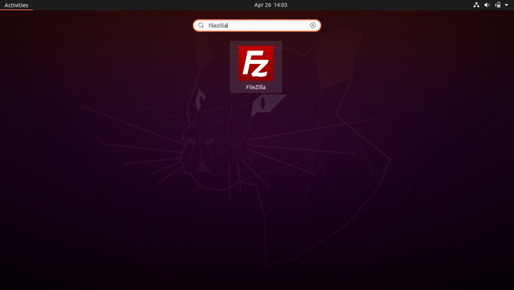 Searching For FileZilla In Activities FTPS on Ubuntu