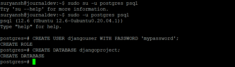 Creating PostgreSQL User And Database
