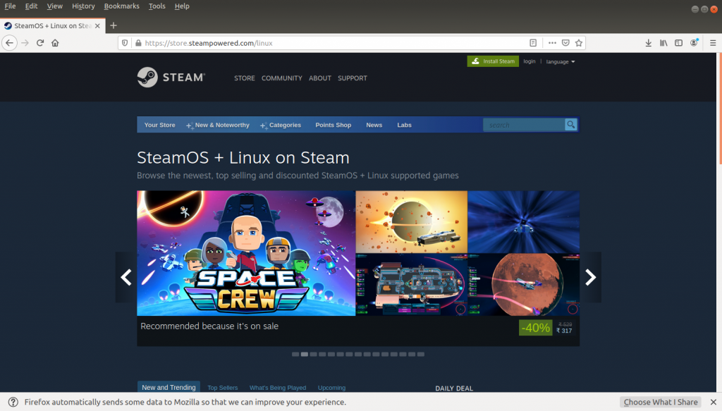 Steam Website Steam on Linux