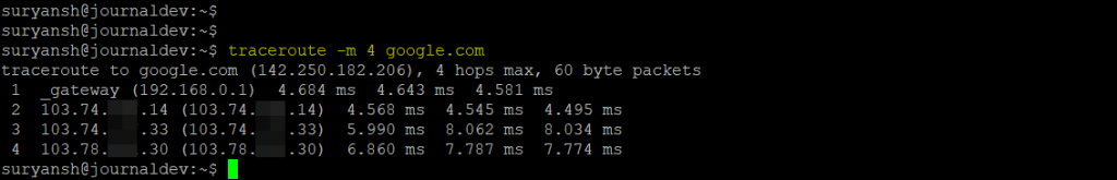 Traceroute Command With Maximum Hops Can Be Made