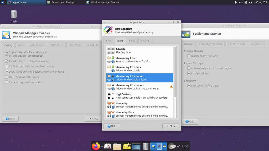 Some Of The Customization Options Provided By XFCE Desktop Environment