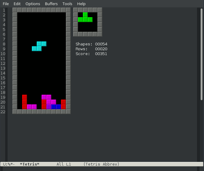 Playing Tetris In Emacs 1