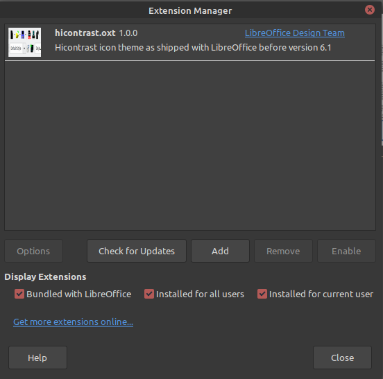 Libreoffice Extension Manager