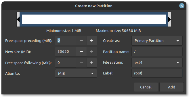 Create a Root Partition