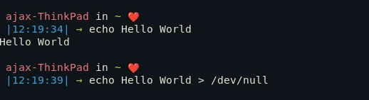 Hello World Dev Null
