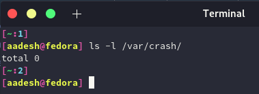 My /var/crash directory is currently empty