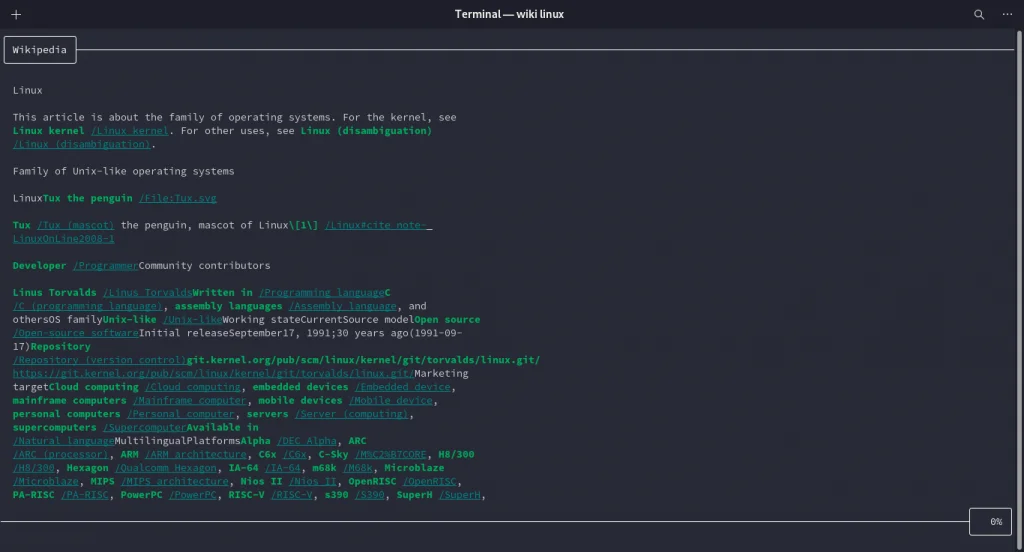 Wiki Page On Linux In The Terminal