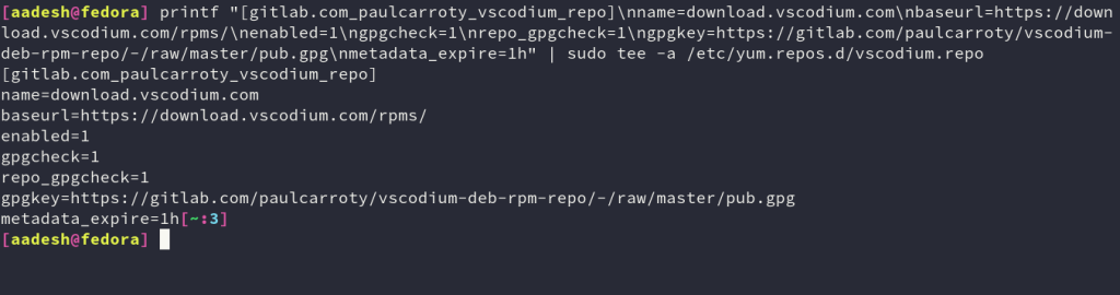 Add The Repository To Fedoras Config File
