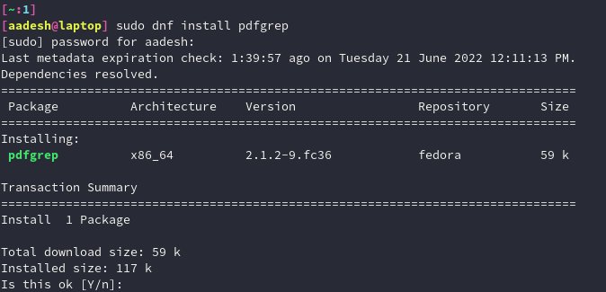 Installing Pdfgrep On Fedora