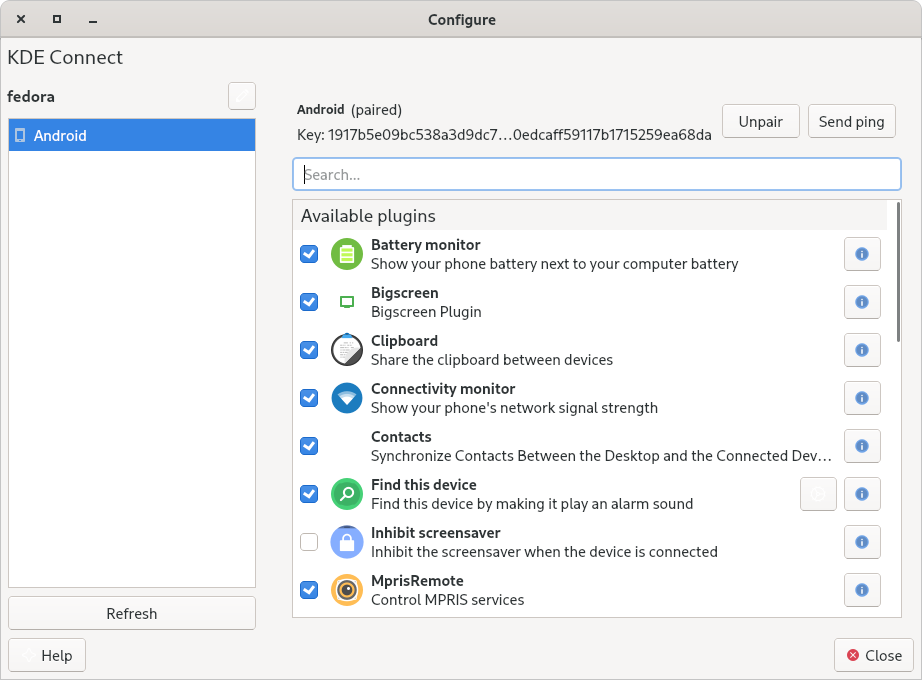 KDE Connect Settings