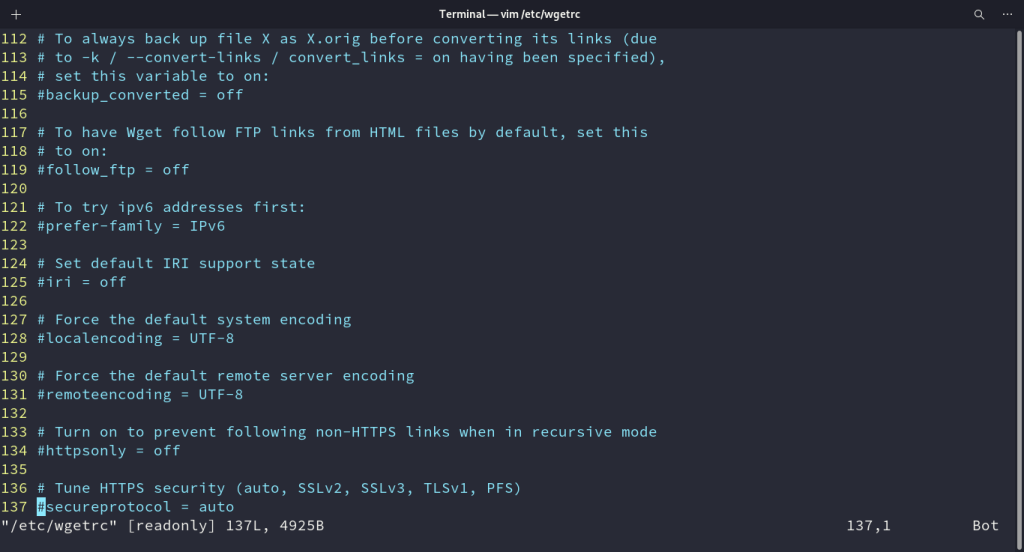 Opening Wgetrc File In A Text Editor