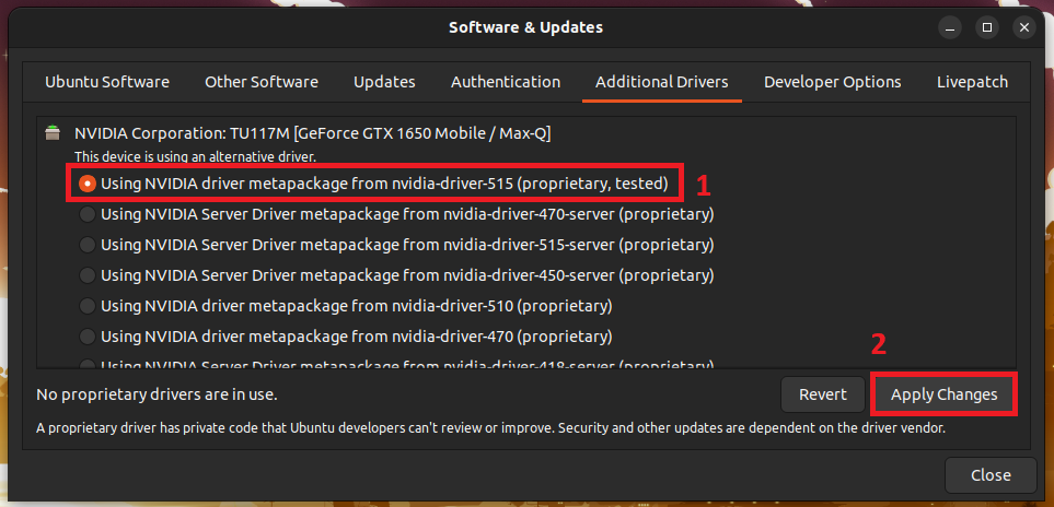 Ubuntu Install Additional Drivers Nvidia