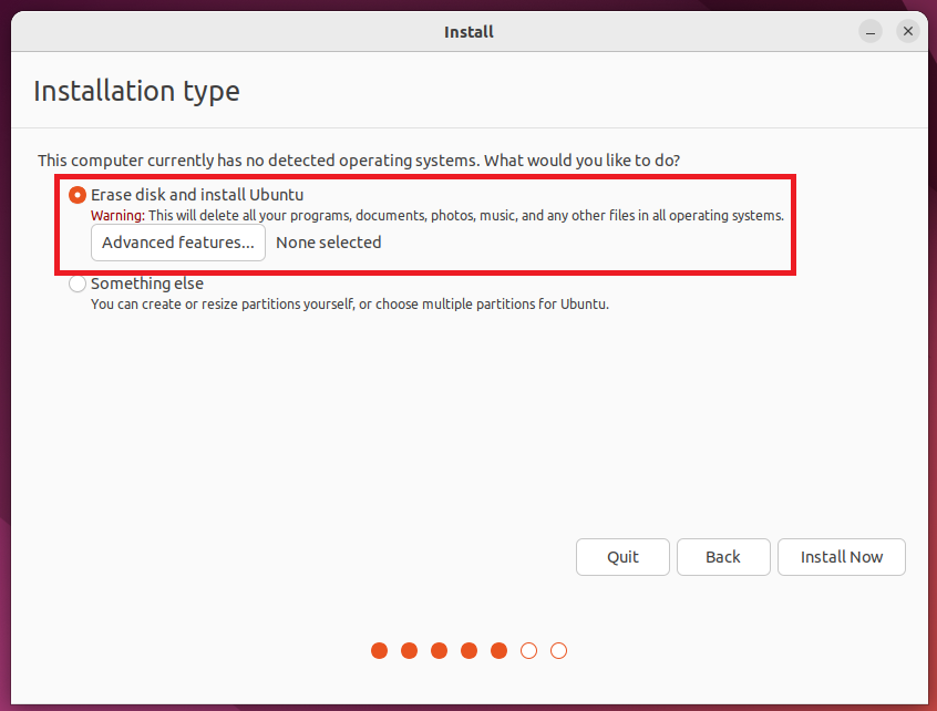 Erase Disk And Install Ubuntu