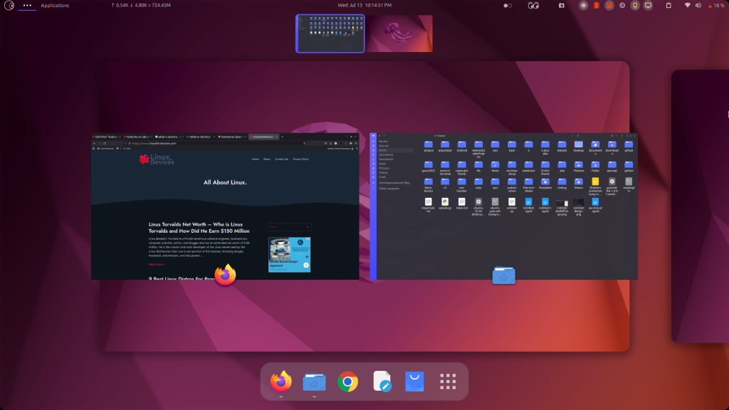 The Ubuntu Linux looks like this with GNOME Desktop