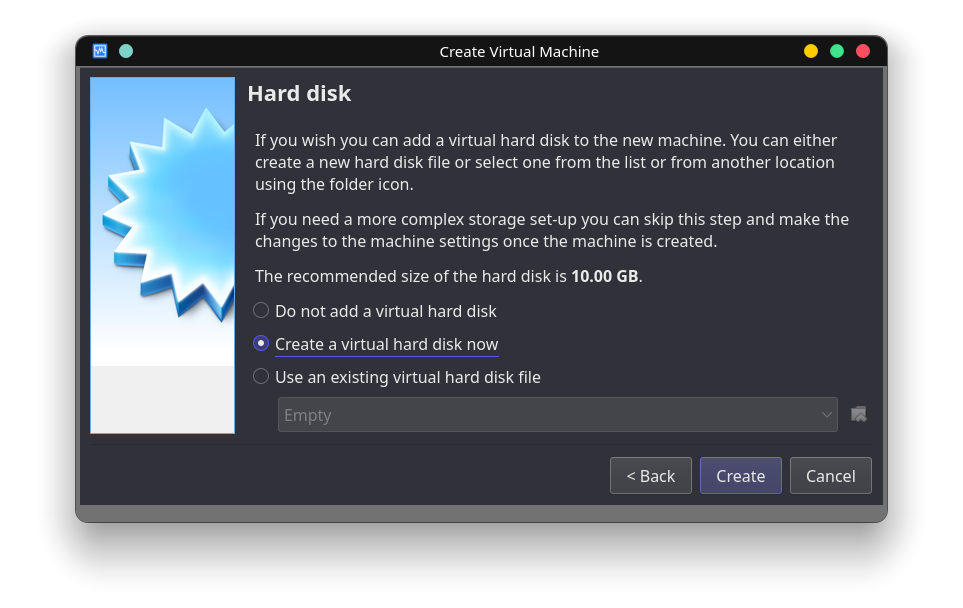 Create Virtual Hard disk Virtualbox