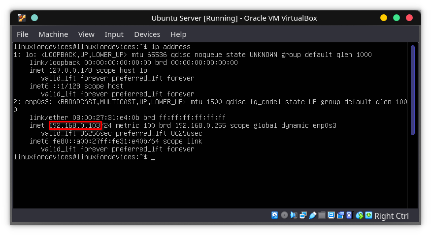 Ip Ubuntu Server