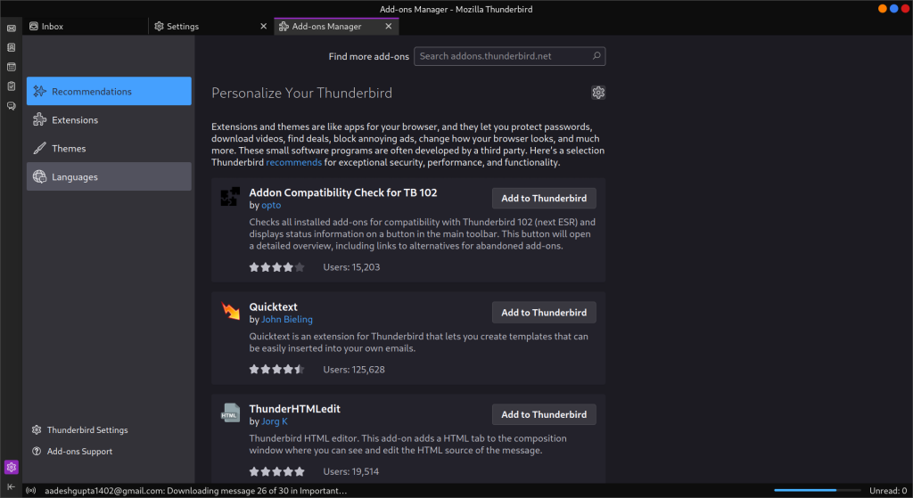 Add Thunderbird Extensions To Improve Experience
