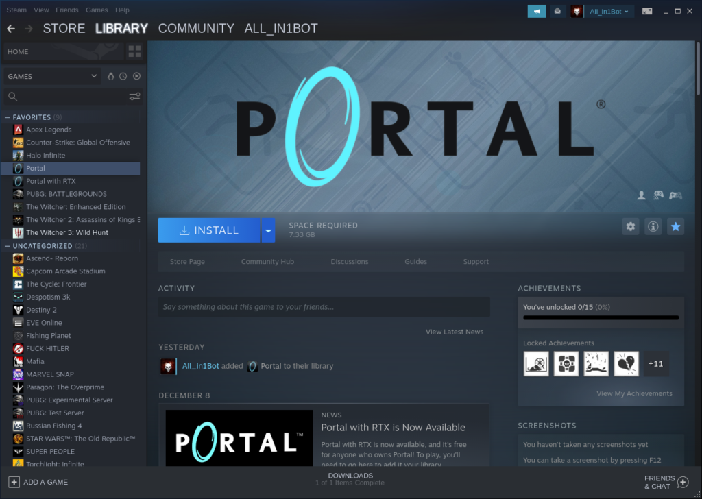 Install Portal On Your PC From Steam