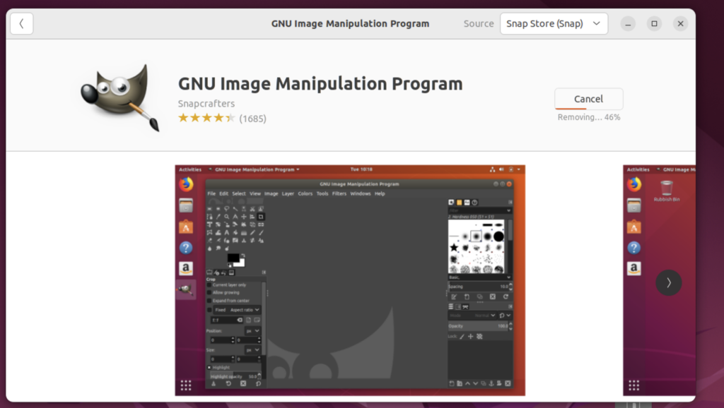 GIMP Uninstall Progress