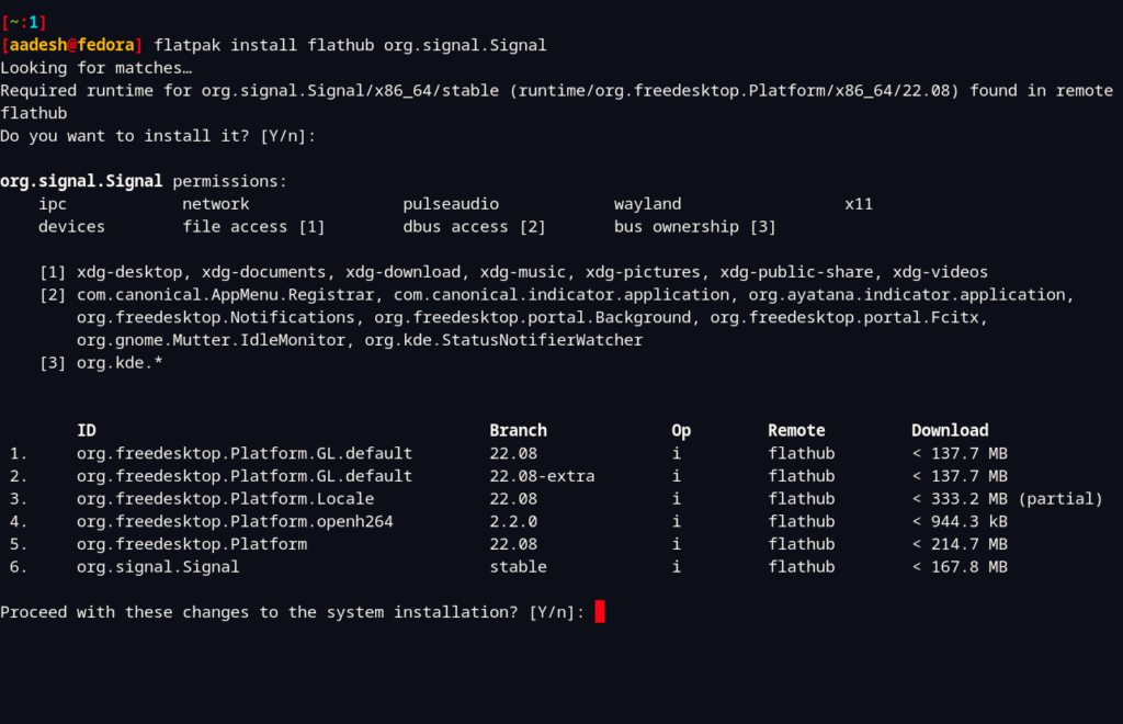 Installing Signal On Fedora Via Flatpak