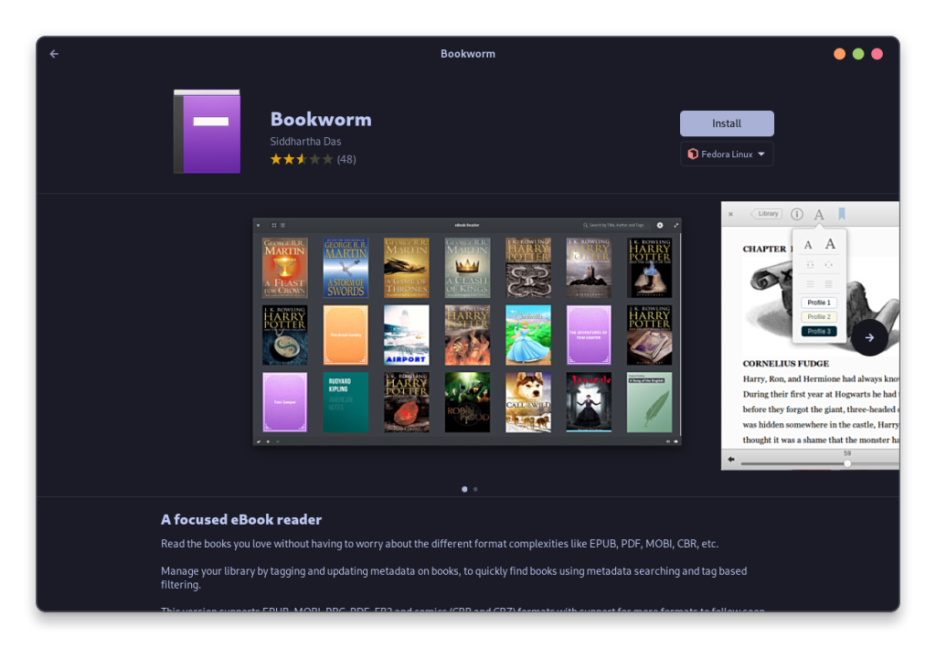 Bookworm Can Be Install From The GNOME Software