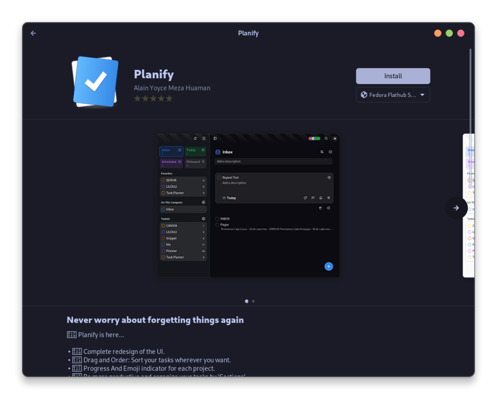 Planify Can Be Installed From The GUI Application Store