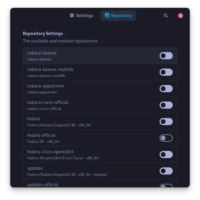 Repositories Can Be Enabled Or Disabled From The Settings