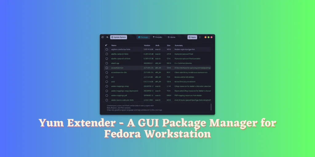 Yum Extender A GUI Package Manager For Fedora Workstation