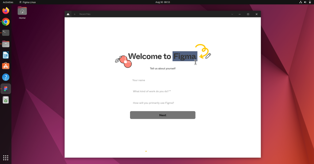 Figma Linux Welcome Page