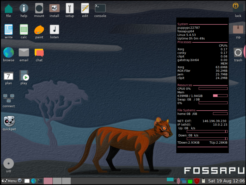Puppy Linux Fossa Pup Interface