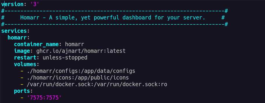 Adding Homarr In The Docker YAML File