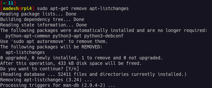 Remove The Aptlistchanges Package