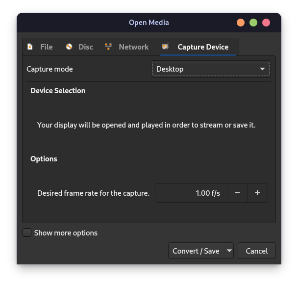 Select The Desktop As A Capture Device
