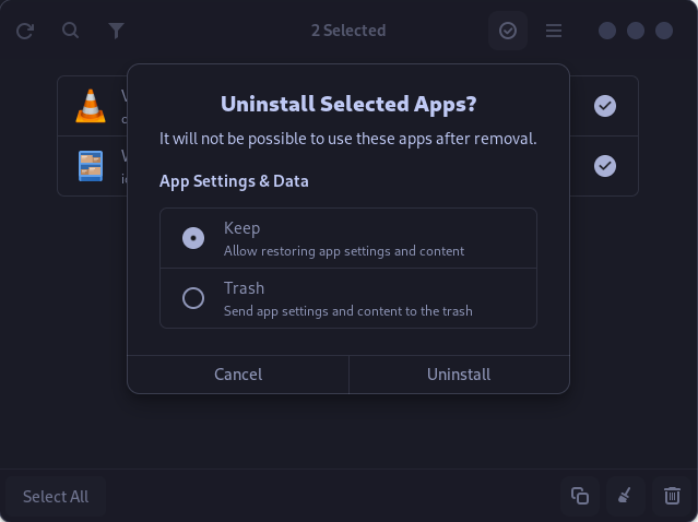 You Can Either Keep Or Delete Data While Uninstalling