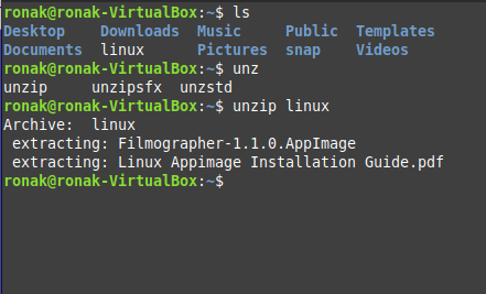 Listing And Uniziping Of Linux Folder