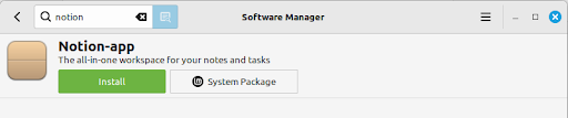 Install Notion Through Software Manager